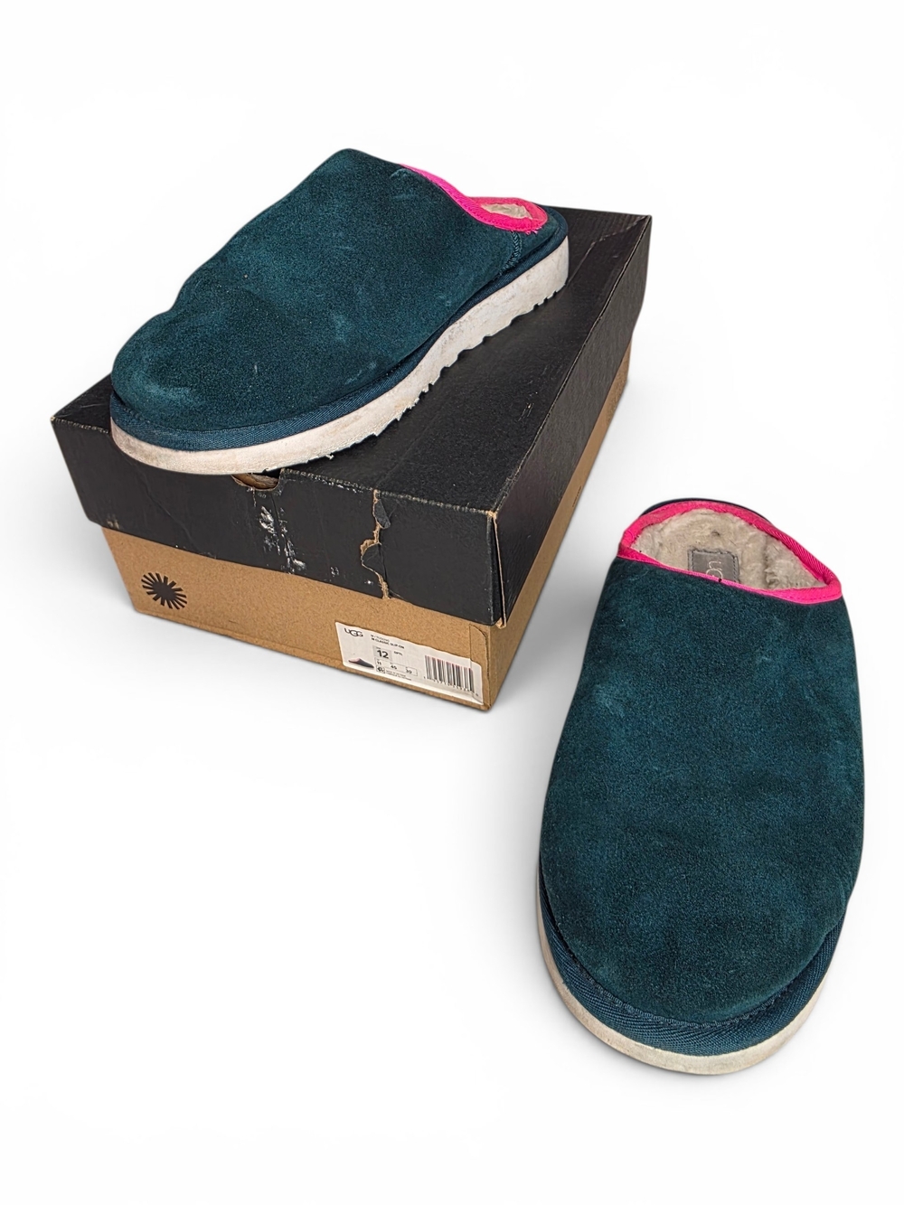 UGG Teal Slip-On Slippers with Pink Accent